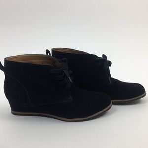 Black Suede Wedge Bootie